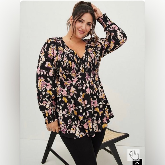 torrid Tops - SOLD-Crinkle gauze smocked babydoll top